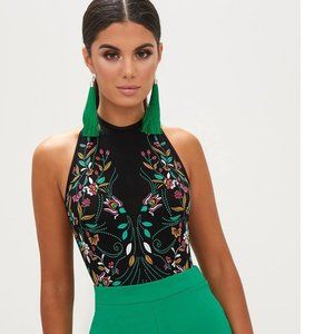Embroidered halter bodysuit NWT